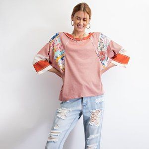 Easel Multicolor Patchwork Short Sleeve Tee
